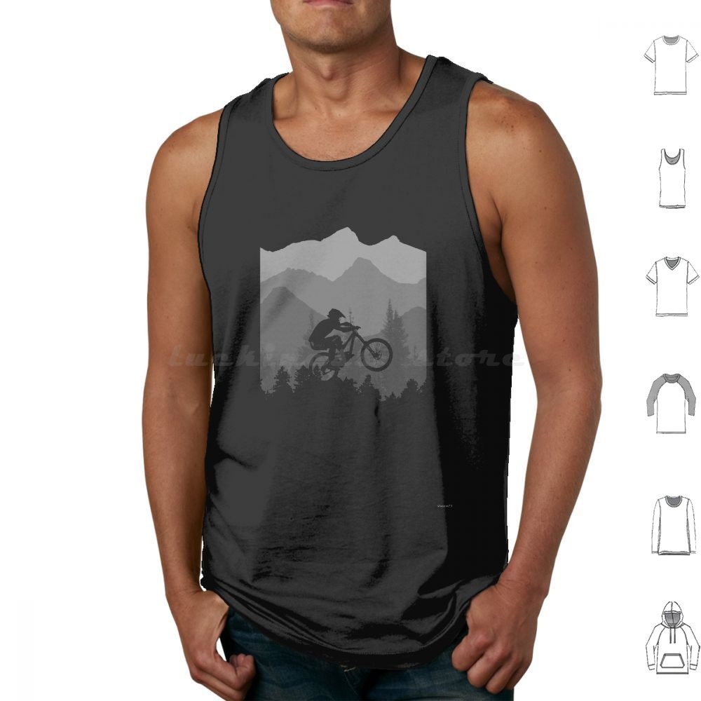 Mountain Biking A Sport - Mountain Biker Silhouette Tank Tops Print